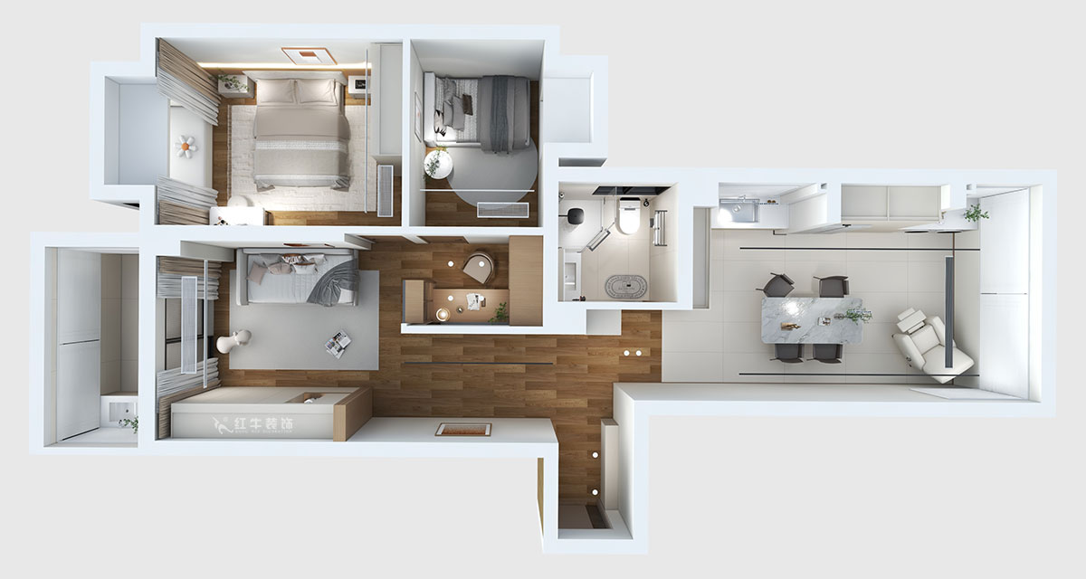 刘萍萍｜汇景园A203-90㎡-现代简约风格｜2室2厅1卫｜新房装修｜定制家｜全包12